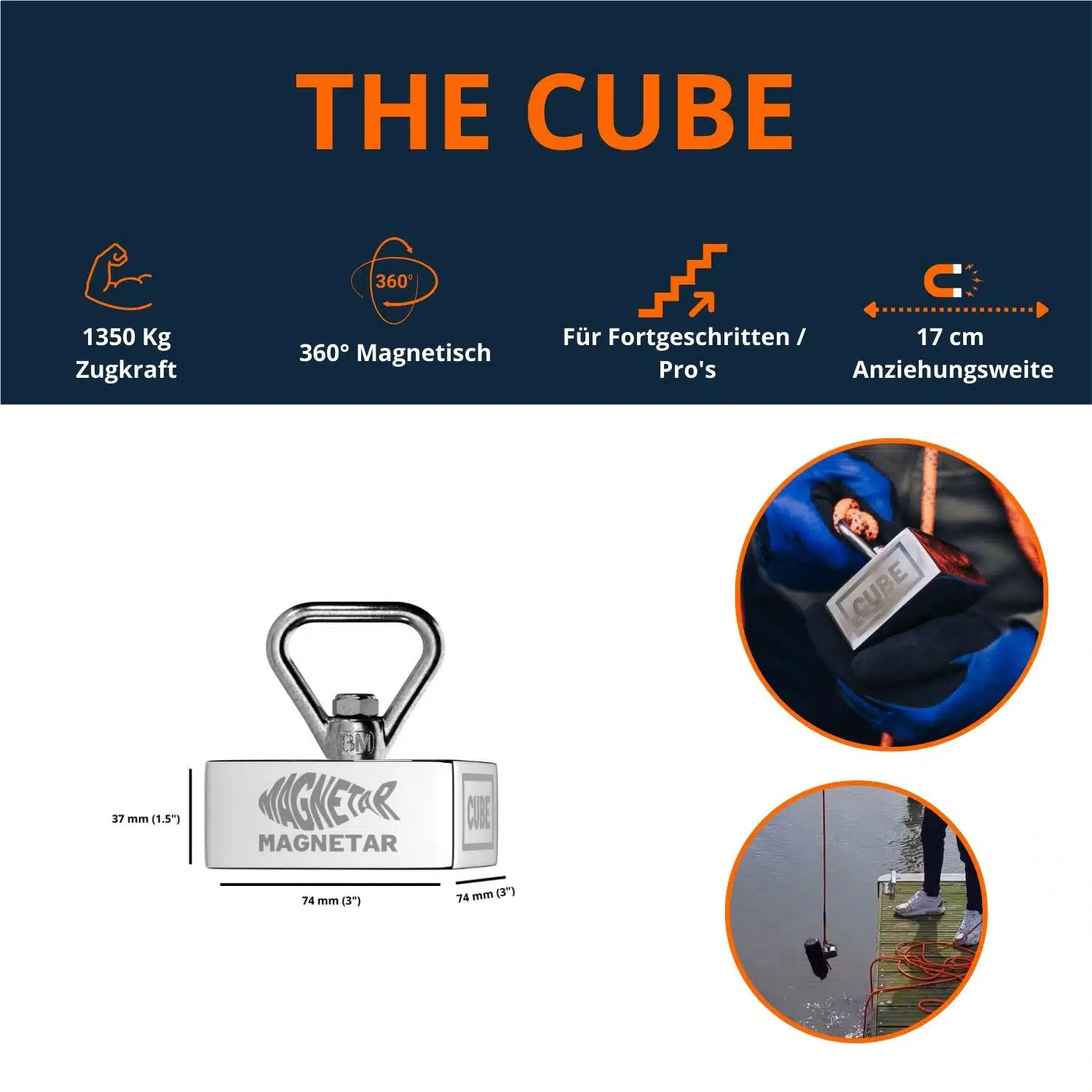 Magnetar CUBE ™ Paket – 1350 kg – 360° Blockmagnet