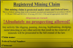 Blechschild - Markierung von USA Mining Claims 30,0 cm x 19,5 cm