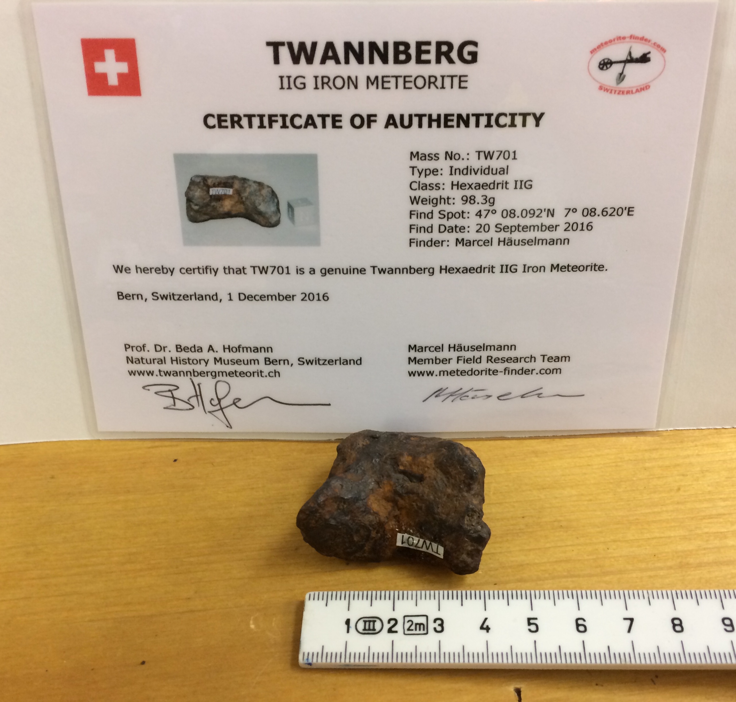 Twannberg Eisenmeteorit 98.3g